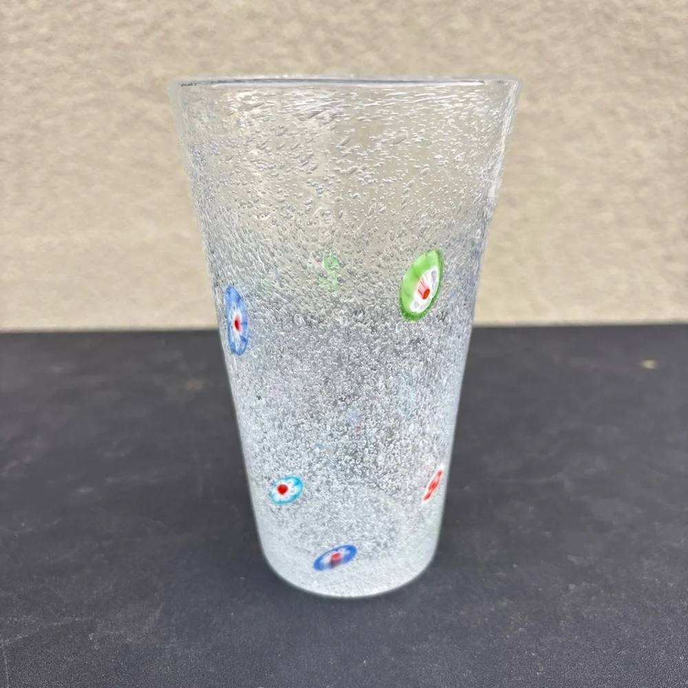 Crate And Barrel Zazz Millefiori Bubble Glass Single Tumbler
